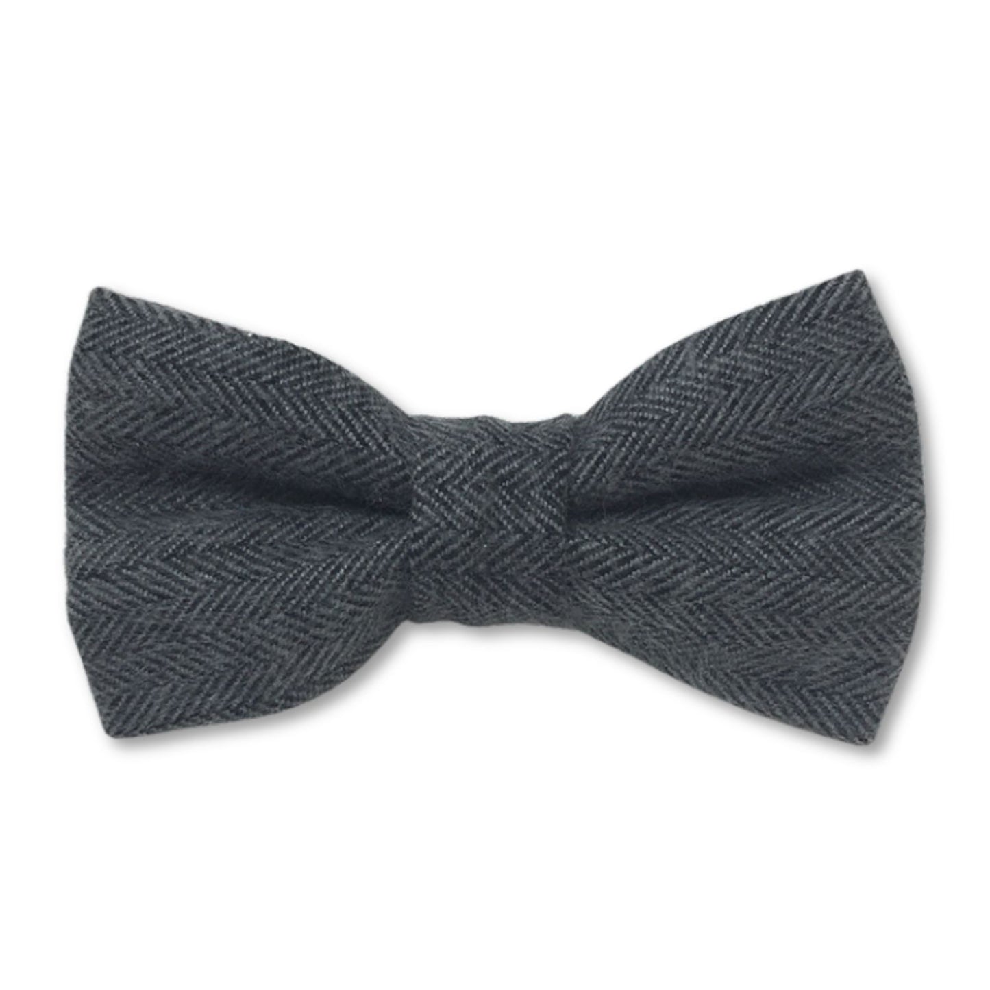 Charcoal Gray Flannel Herringbone Dog Bow Tie