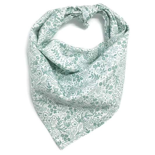 Sage Green and White Tapestry Lace Tie On Dog Bandana