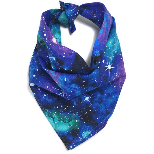 Blue and Purple Space Galaxy Tie On Dog Bandana
