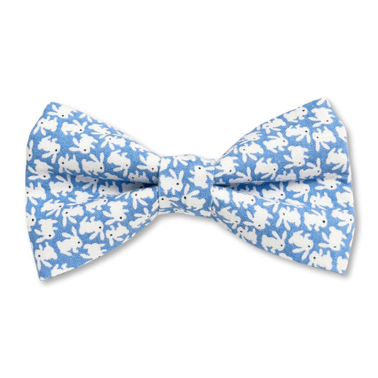Blue and White Bunnies Dog Bow Tie