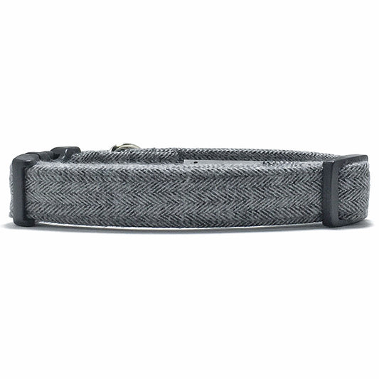 Gray Flannel Herringbone Dog Collar