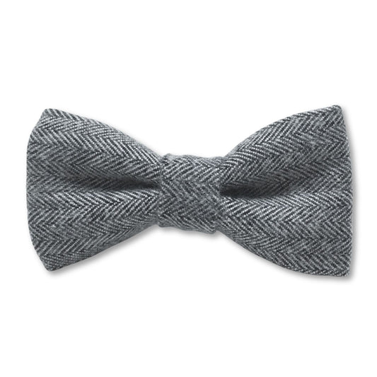 Gray Flannel Herringbone Dog Bow Tie