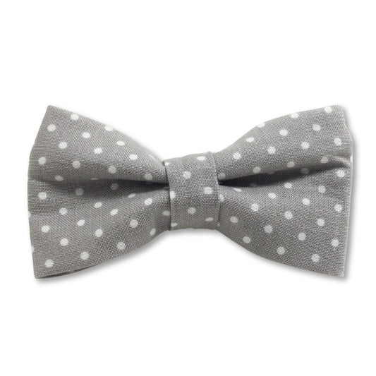 Gray and White Polka Dots Dog Bow Tie