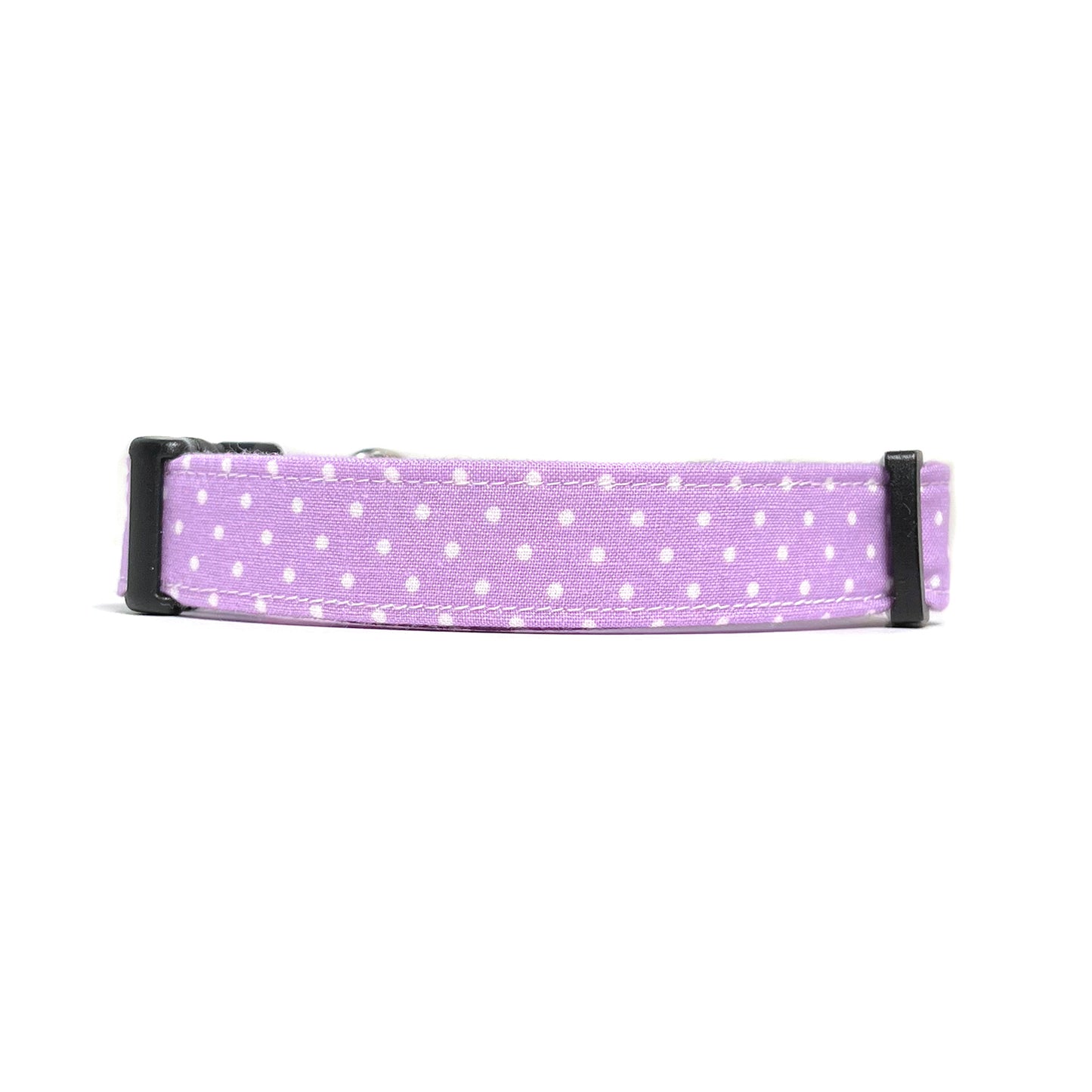 Purple and White Polka Dots Dog Collar