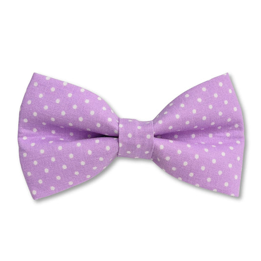 Purple and White Polka Dots Dog Bow Tie