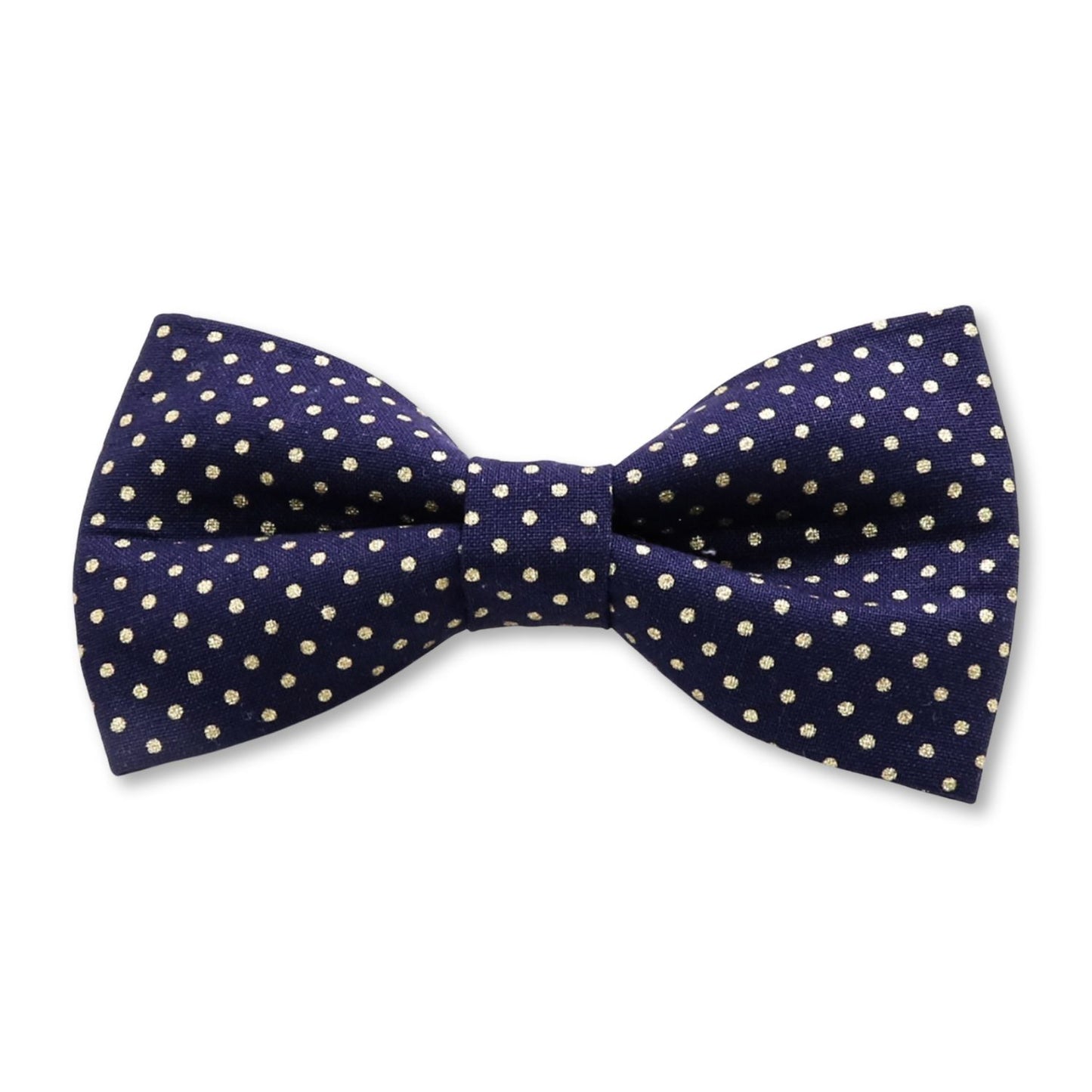 Navy Blue and Gold Polka Dots Dog Bow Tie