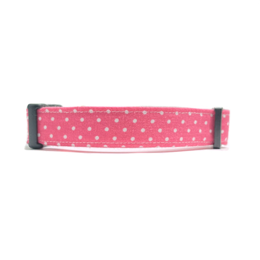 Pink and White Polka Dots Dog Collar