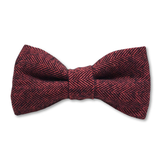 Red Flannel Herringbone Dog Bow Tie