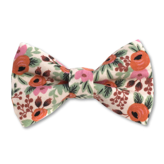 Pink and Sage Floral Dog Bow Tie