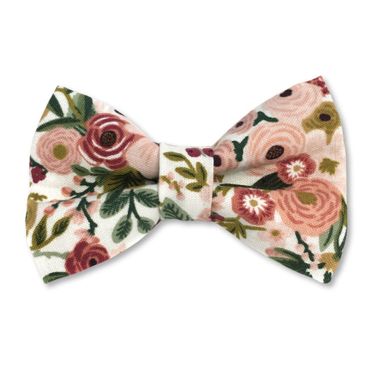 Garden Party Pink Floral Dog Bow Tie