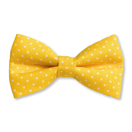 Yellow and White Polka Dots Dog Bow Tie
