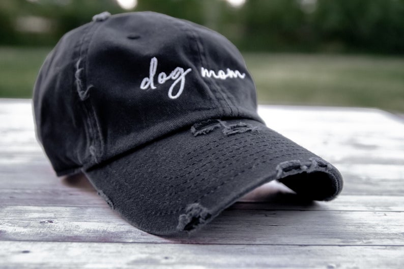 distressed dog mom baseball cap