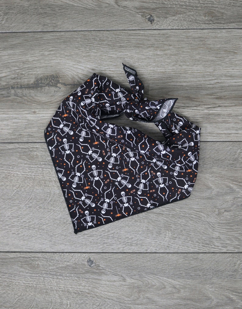 Black and white skeleton halloween dog bandana