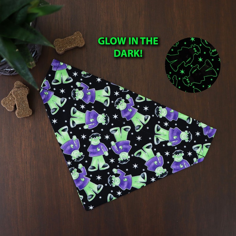 Glow in the dark Frankenstein Halloween dog bandana