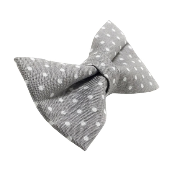 Gray and White Polka Dot Bow Tie - Image 3