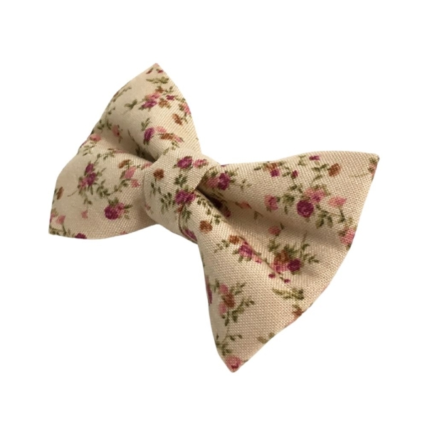 Tan and Pink Shabby Roses Bow Tie - Image 2