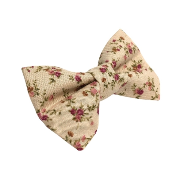 Tan and Pink Shabby Roses Bow Tie - Image 3