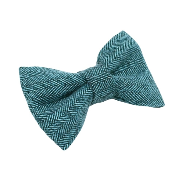 Teal Herringbone Flannel Bow Tie - Image 2