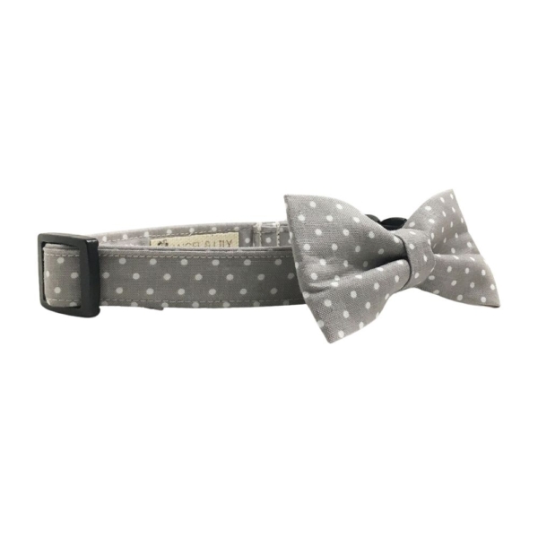 Gray and White Polka Dot Collar and Bow Tie Set - Image 6