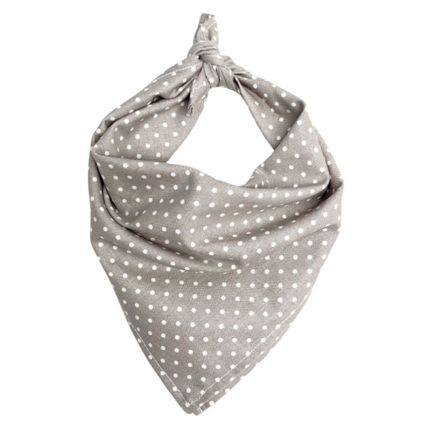 Gray and White Polka Dot Tie On Bandana