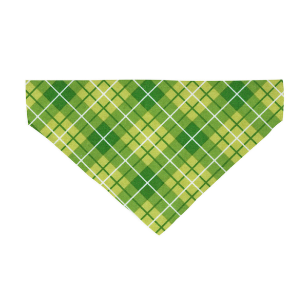 Green and White Plaid Slide On Bandana