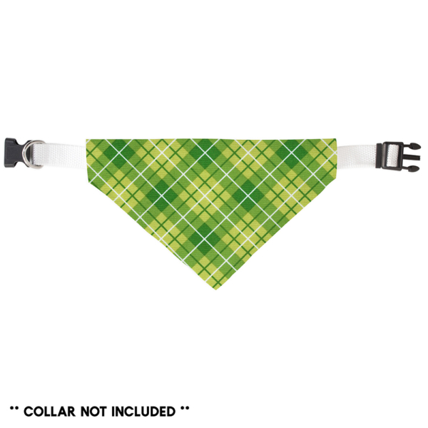 Green and White Plaid Slide On Bandana - Image 2