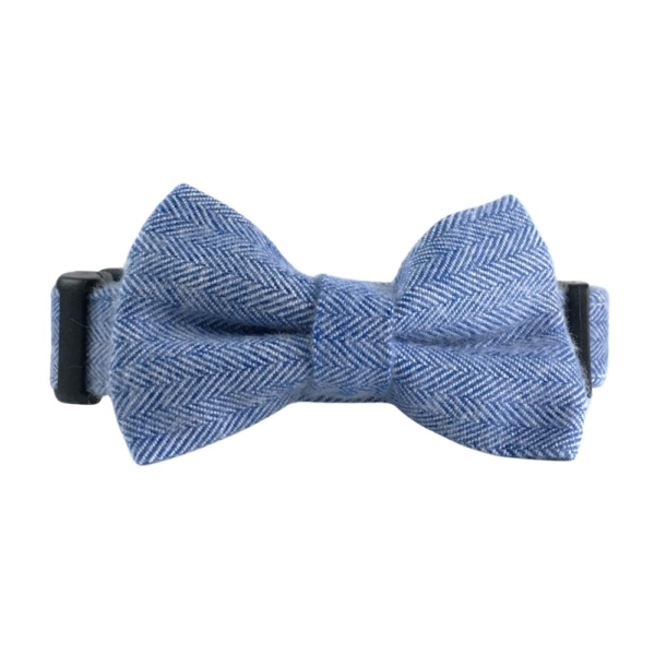 Light Blue Herringbone Flannel Collar and Bow Tie Set - Image 4