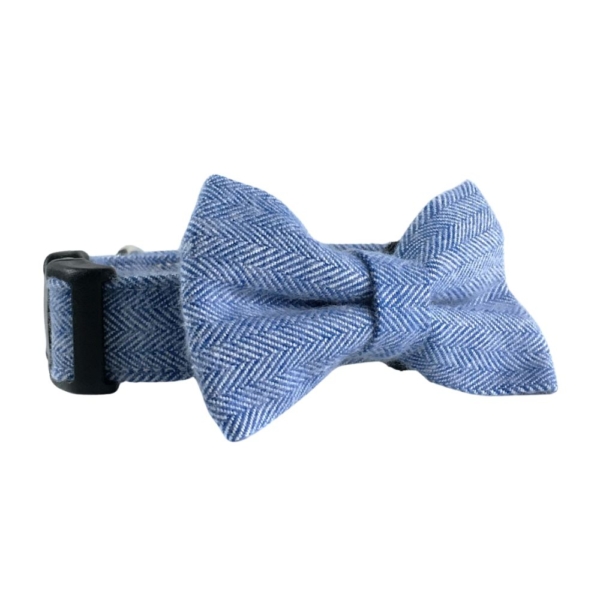 Light Blue Herringbone Flannel Collar and Bow Tie Set - Image 6