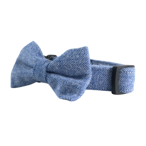 Light Blue Herringbone Flannel Collar and Bow Tie Set - Image 5