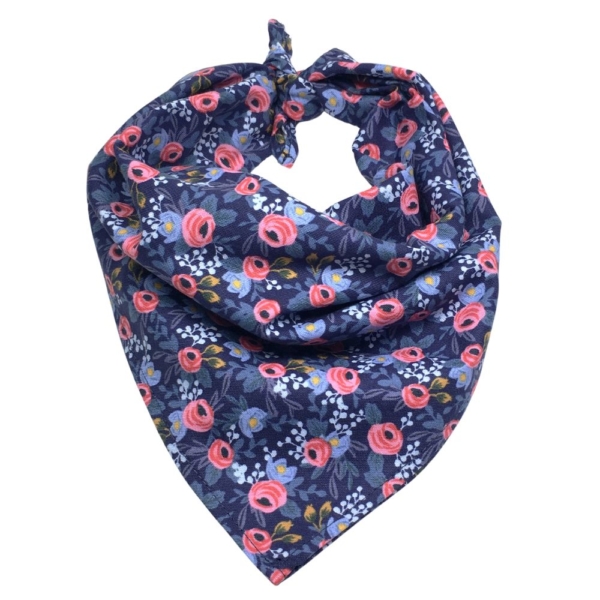 Rosa Navy Floral Tie On Bandana