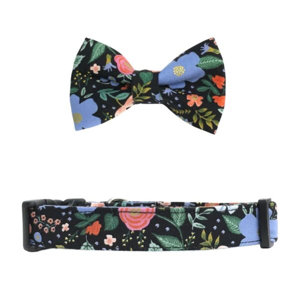 Wild Rose Black Floral Collar and Bow Tie Set