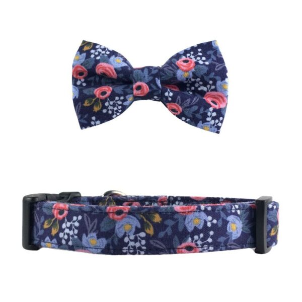 Rosa Navy Floral Collar and Bow Tie Set