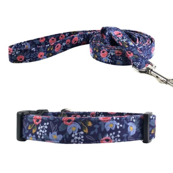 Rosa Navy Floral Collar and Leash Set