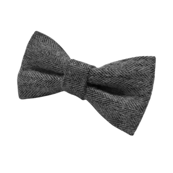 Charcoal Gray Herringbone Flannel Bow Tie - Image 2