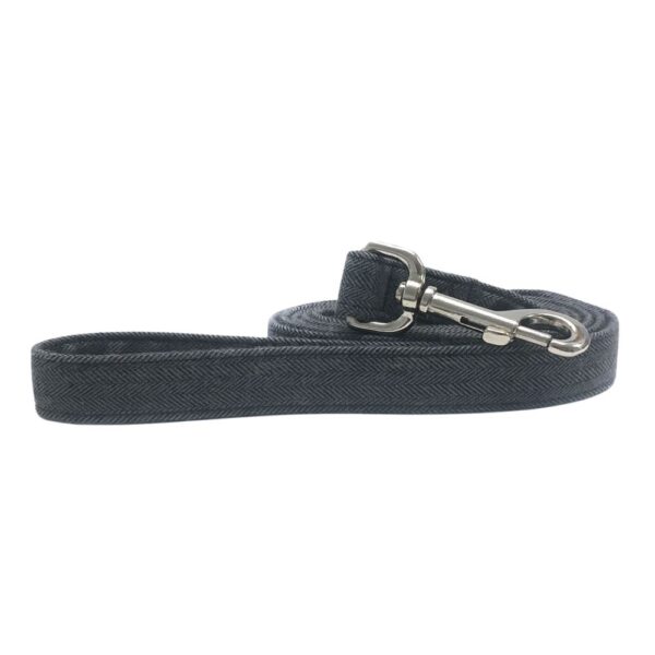 Charcoal Gray Herringbone Flannel Collar and Leash Set - Image 3