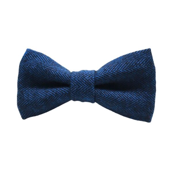 Navy Blue Herringbone Flannel Bow Tie