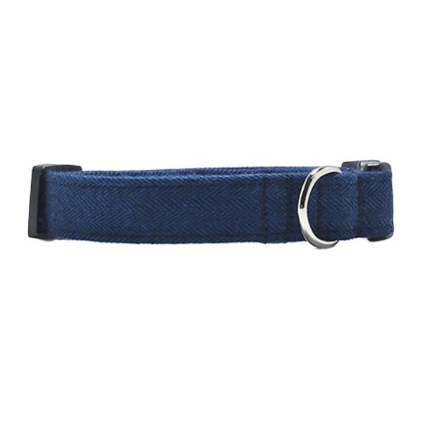 Navy Blue Herringbone Flannel Collar - Image 3