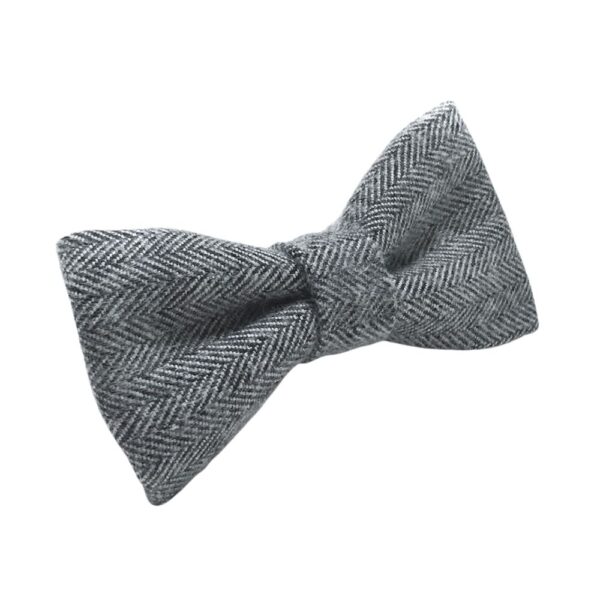 Gray Herringbone Flannel Bow Tie - Image 2