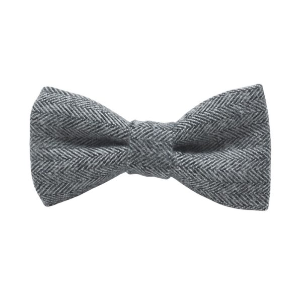 Gray Herringbone Flannel Bow Tie