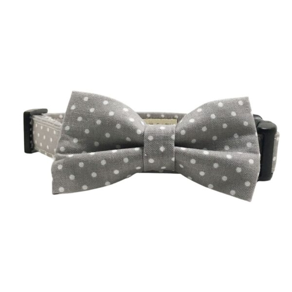 Gray and White Polka Dot Collar and Bow Tie Set - Image 4