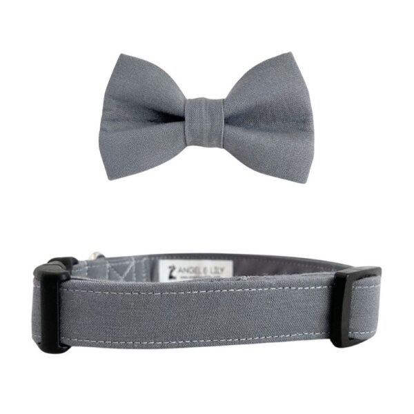 Gray Collar and Bow Tie Set