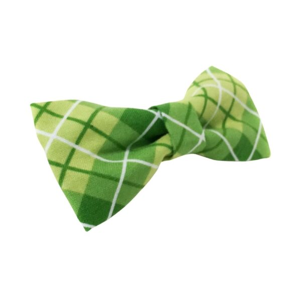 Green and White Plaid Bow Tie - Image 2