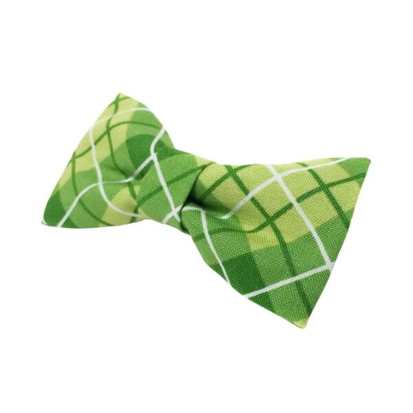 Green and White Plaid Bow Tie - Image 3