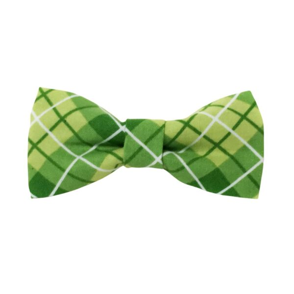 Green and White Plaid Bow Tie