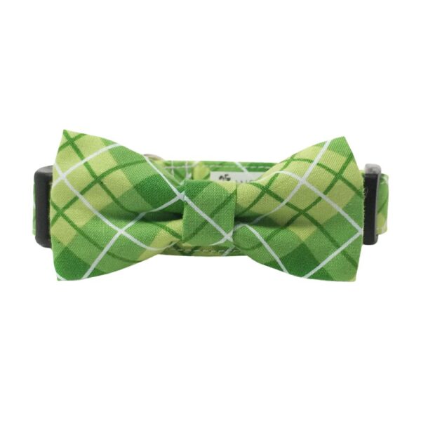 Green and White Plaid Collar and Bow Tie Set - Image 4