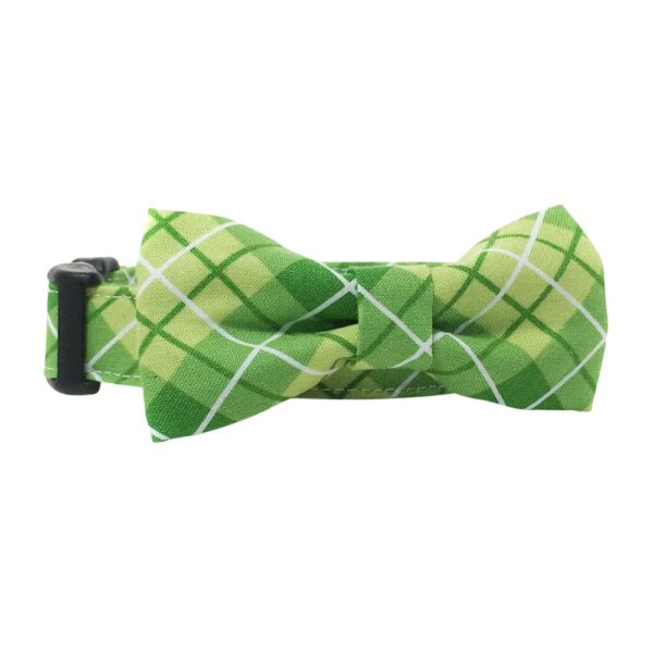 Green and White Plaid Collar and Bow Tie Set - Image 5