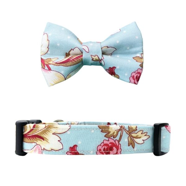 Blue and Pink with Dots Collar and Bow Tie Set