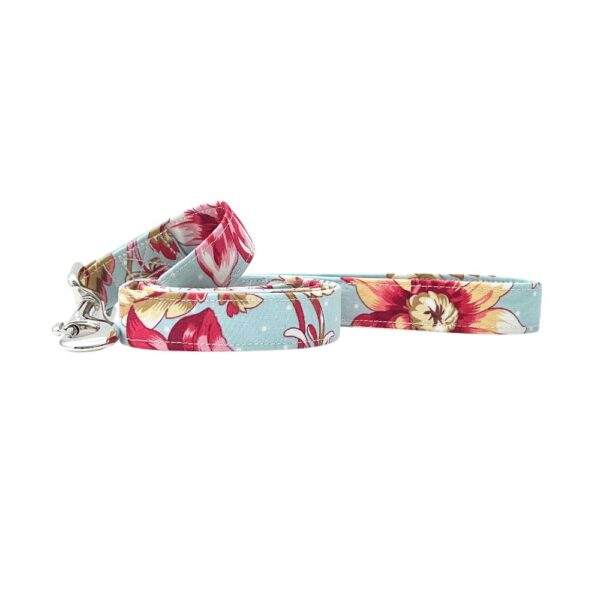 Blue and Pink Floral with Dots Leash