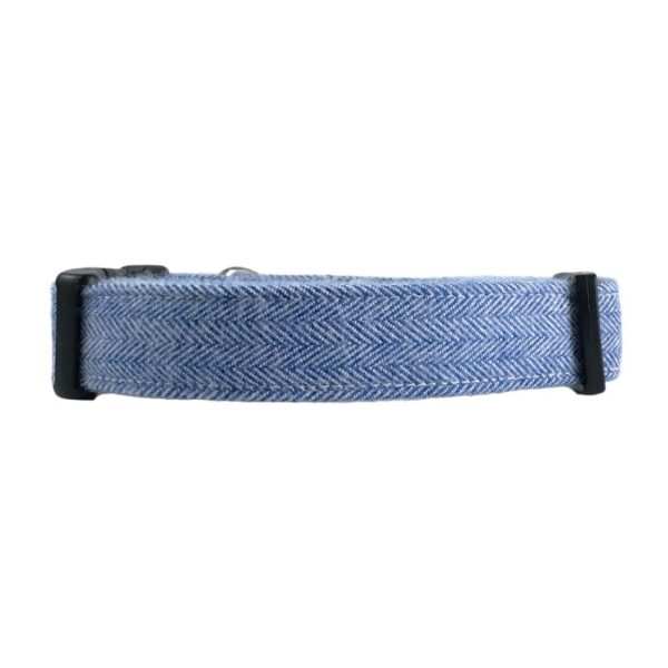 Light Blue Herringbone Flannel Collar and Leash Set - Image 2