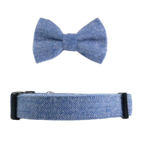 Light Blue Herringbone Flannel Collar and Bow Tie Set